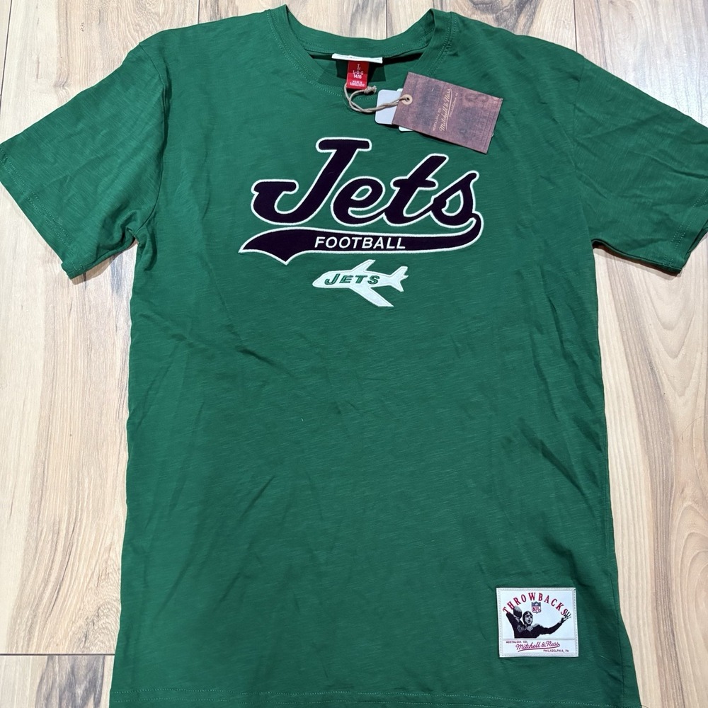 Mitchell & Ness Throwback NY Jets T Shirt Sz‎ Youth Large 14/16 Green NWT